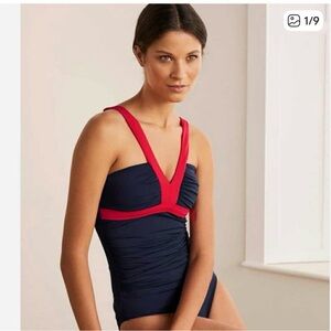 Boden Corsica Swimsuit in Navy and pink size 8L